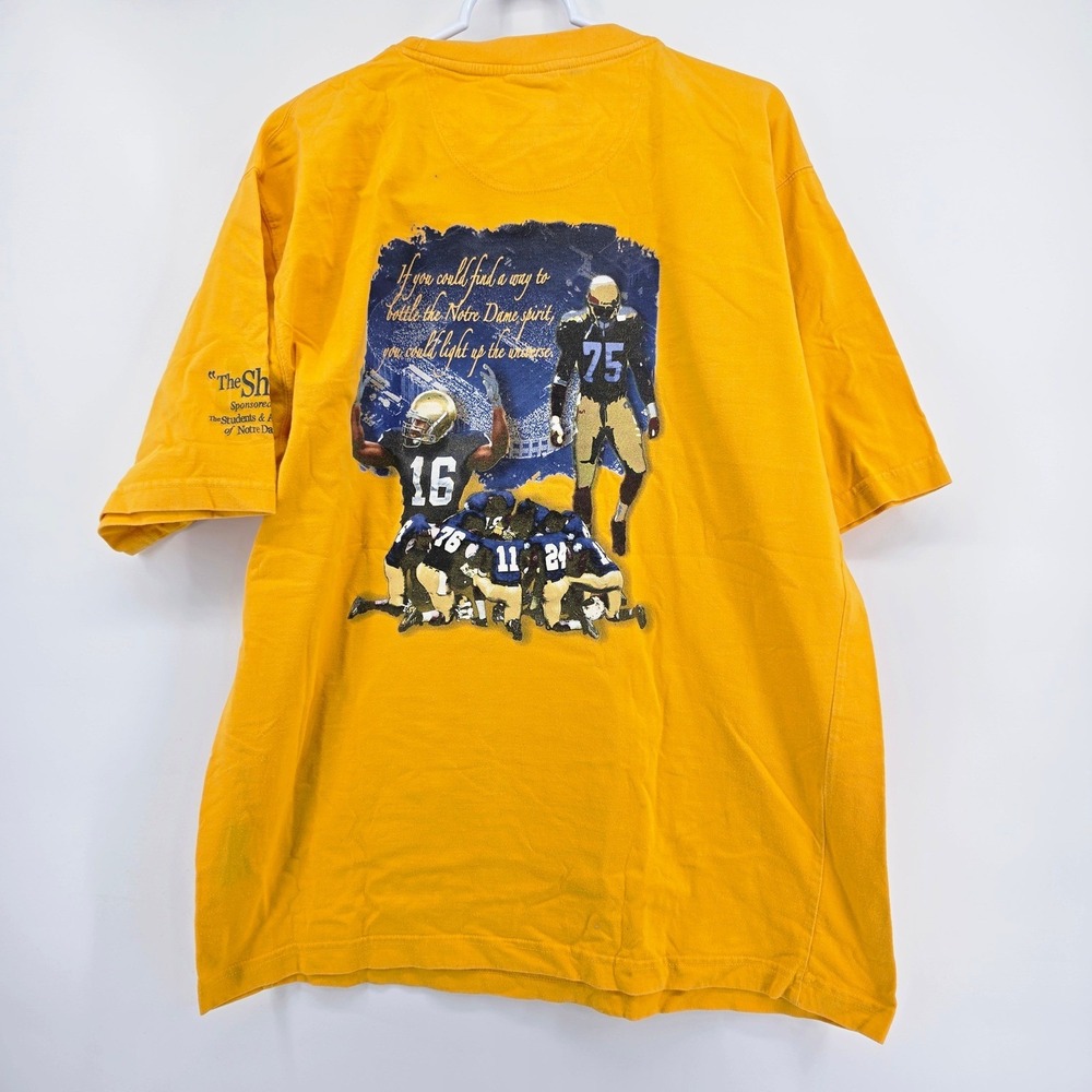 Vintage Notre Dame Football 2005 T-Shirt ProEdge Gold Mens L The Spirit Lives